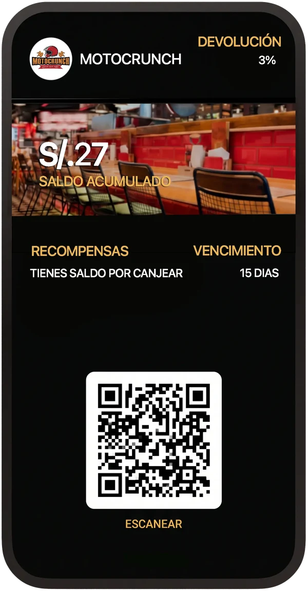 Tarjeta de devolución con saldo acumulado